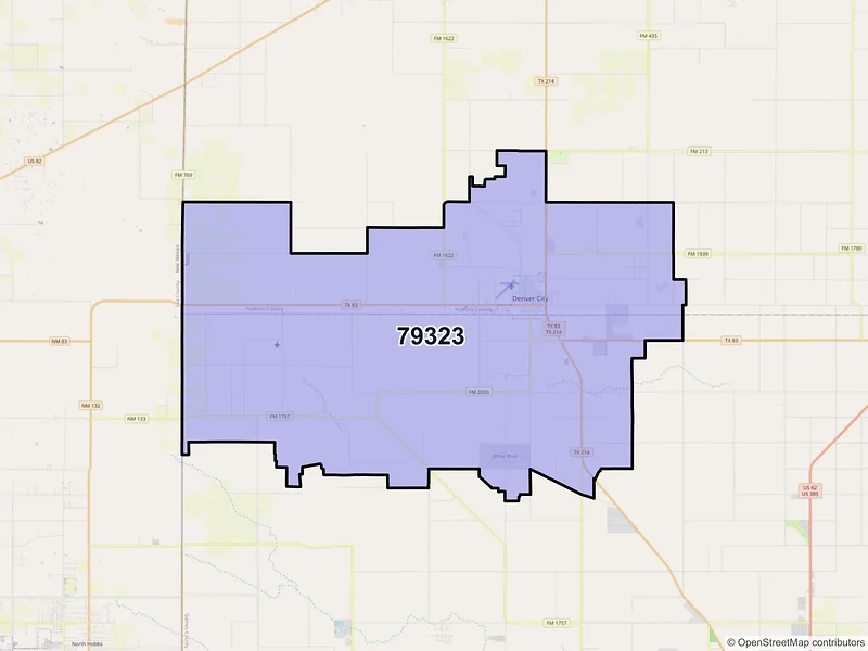Map of ZIP Code 79323 — Denver City, TX