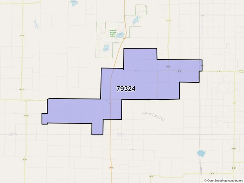 Map of Enochs, Texas and ZIP codes