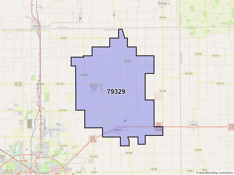 Map of ZIP Code 79329 — Idalou, TX