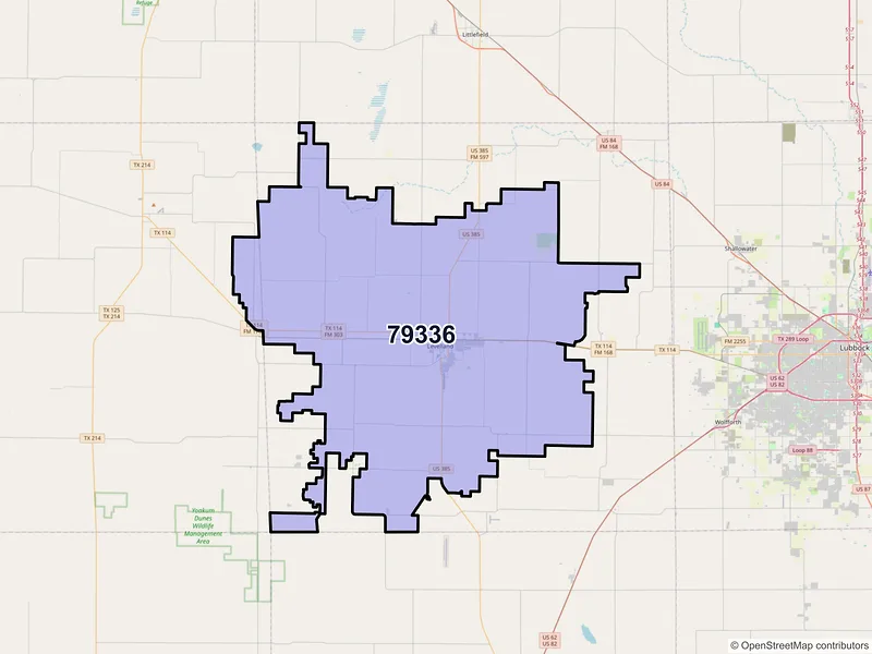 Map of ZIP Code 79336 — Levelland, TX