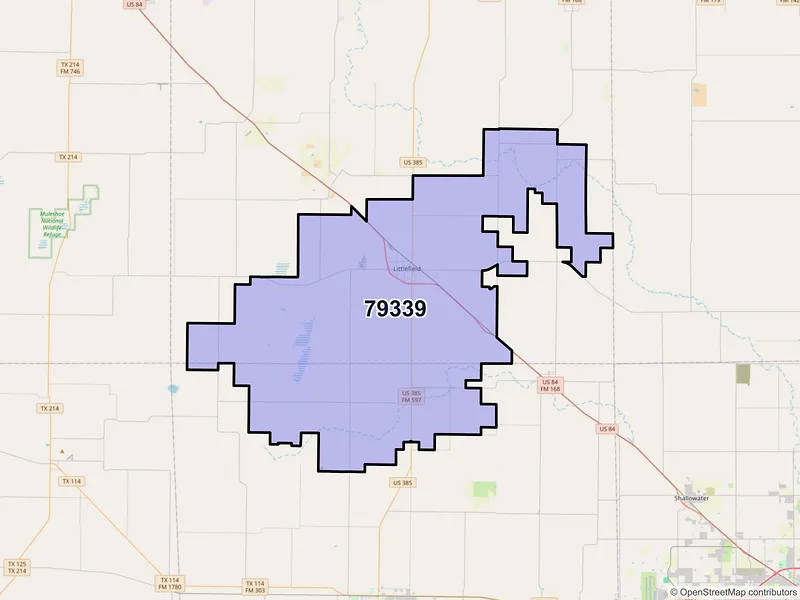 Map of ZIP Code 79339 — Littlefield, TX