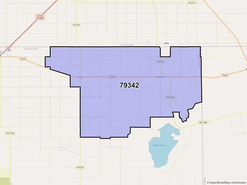 Map of ZIP Code 79342 — Loop, TX