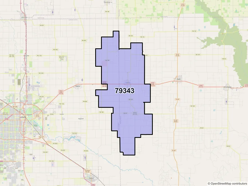 Map of ZIP Code 79343 — Lorenzo, TX