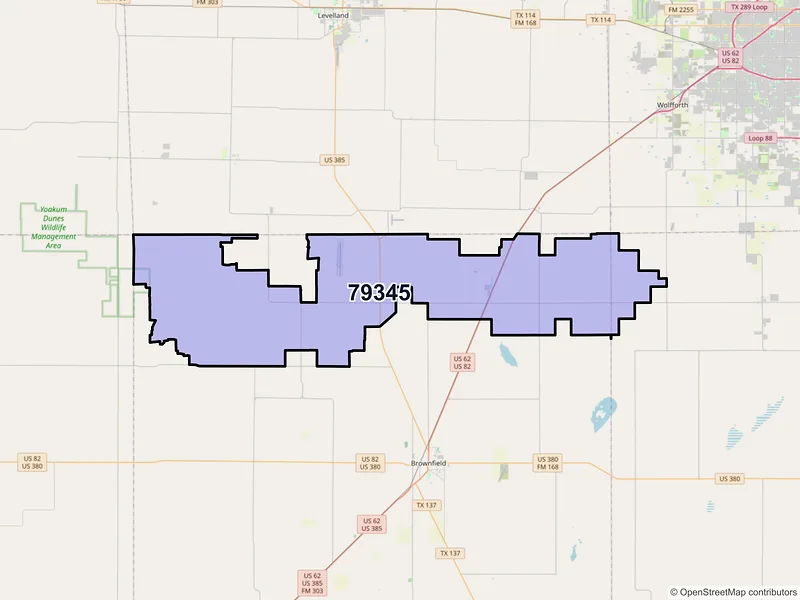 Map of ZIP Code 79345 — Meadow, TX
