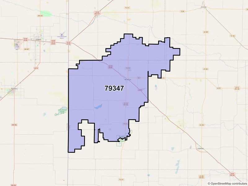 Map of ZIP Code 79347 — Muleshoe, TX