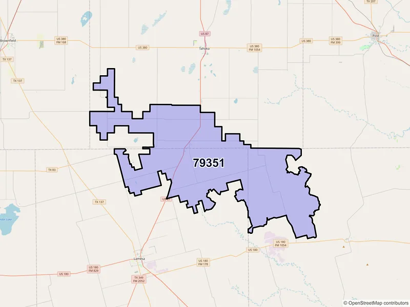 Map of ZIP Code 79351 — Odonnell, TX
