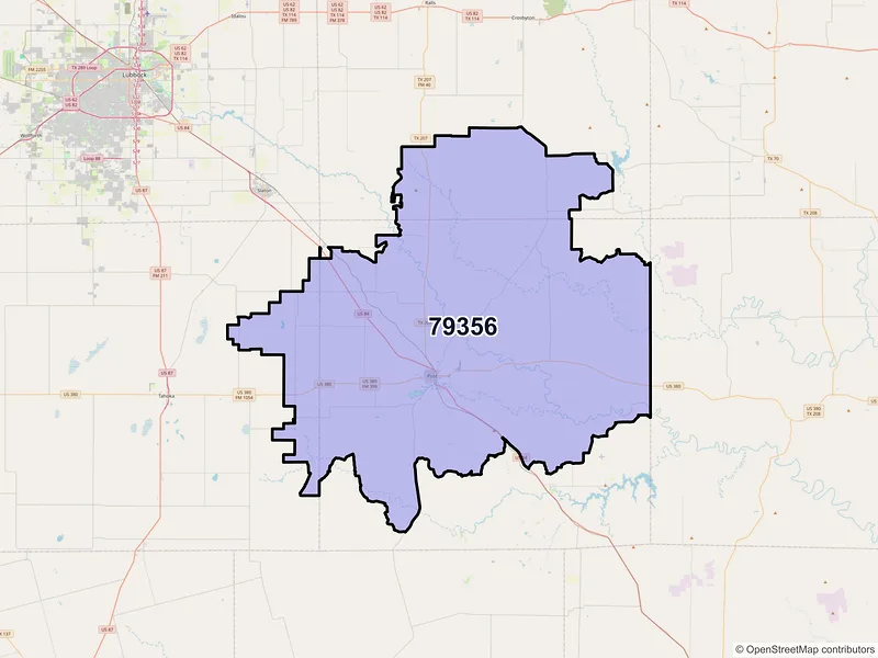 Map of ZIP Code 79356 — Post, TX