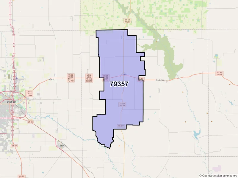 Map of ZIP Code 79357 — Ralls, TX