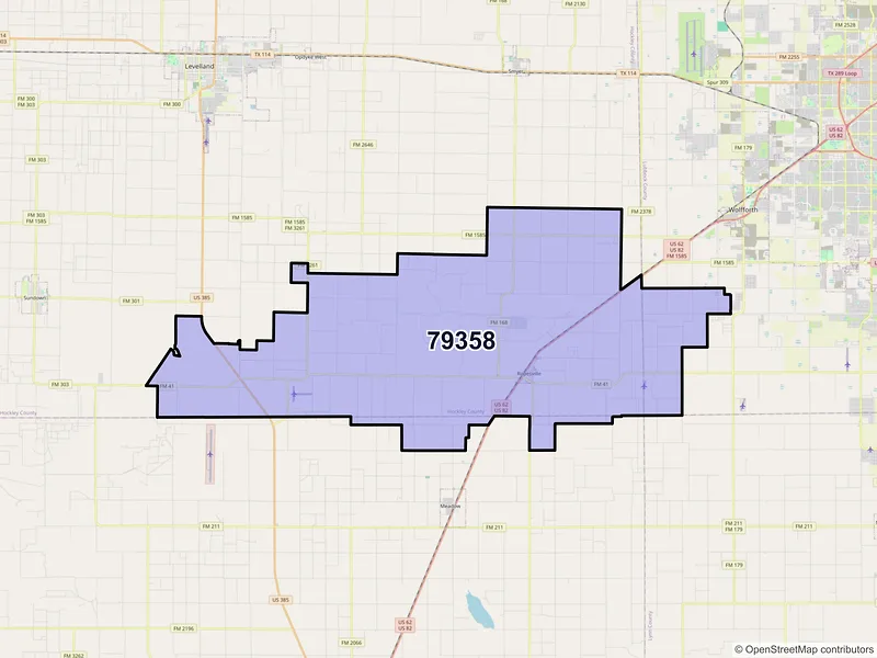 Map of ZIP Code 79358 — Ropesville, TX
