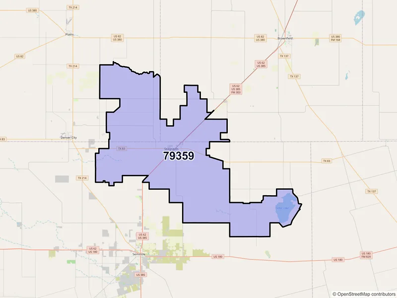 Map of ZIP Code 79359 — Seagraves, TX
