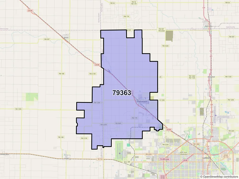 Map of ZIP Code 79363 — Shallowater, TX