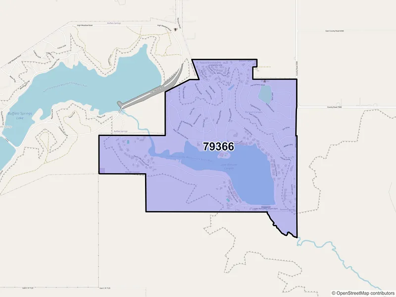 Map of ZIP Code 79366 — Ransom Canyon, TX