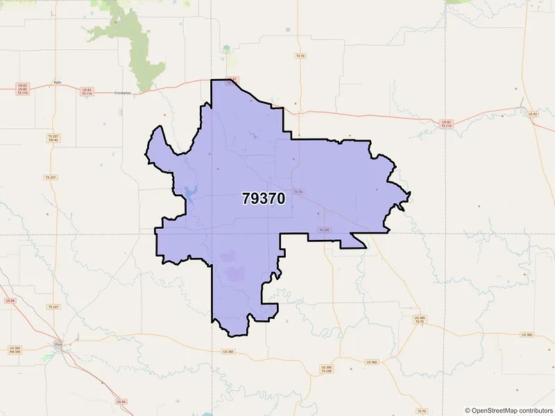 Map of ZIP Code 79370 — Spur, TX