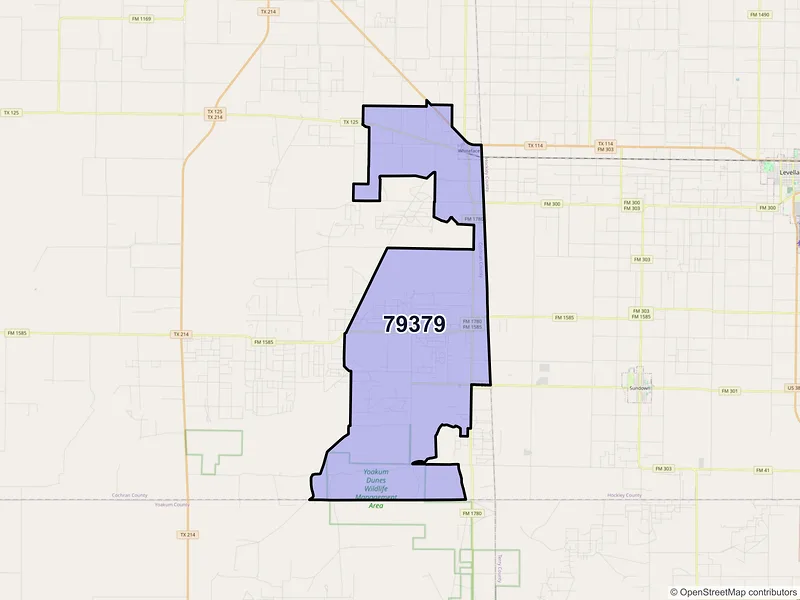 Map of Whiteface, Texas and ZIP codes