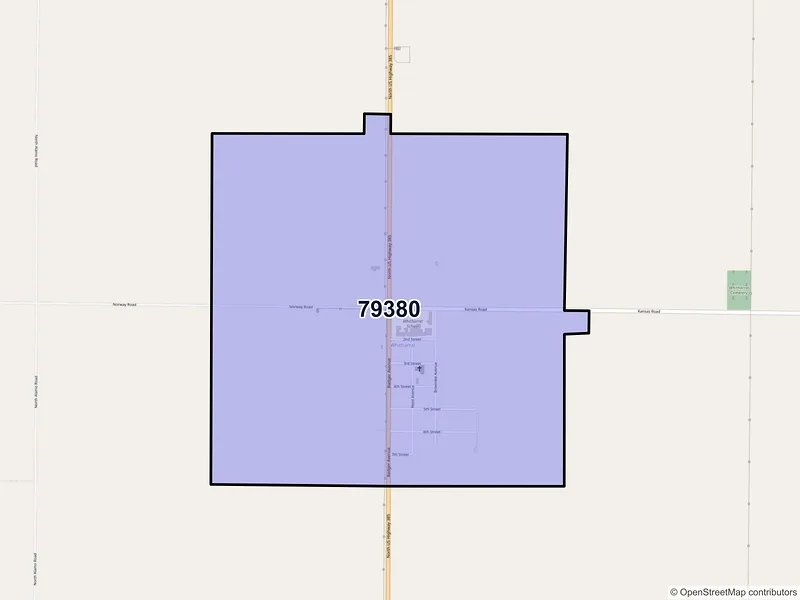 Map of Whitharral, Texas and ZIP codes