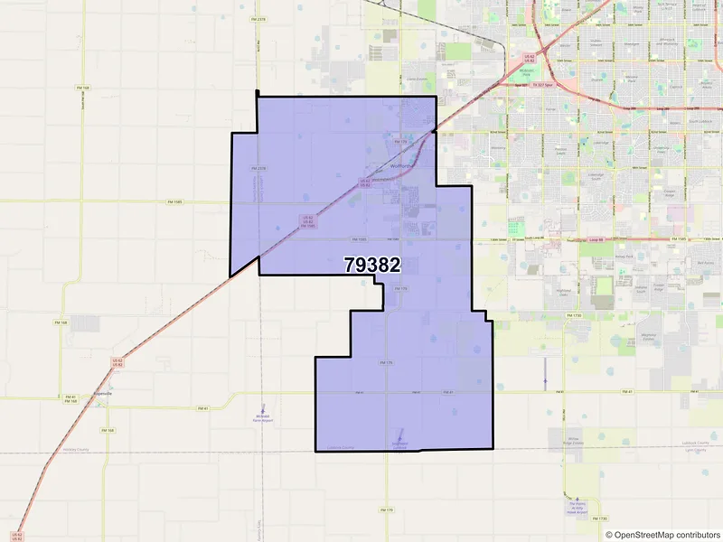Map of ZIP Code 79382 — Wolfforth, TX
