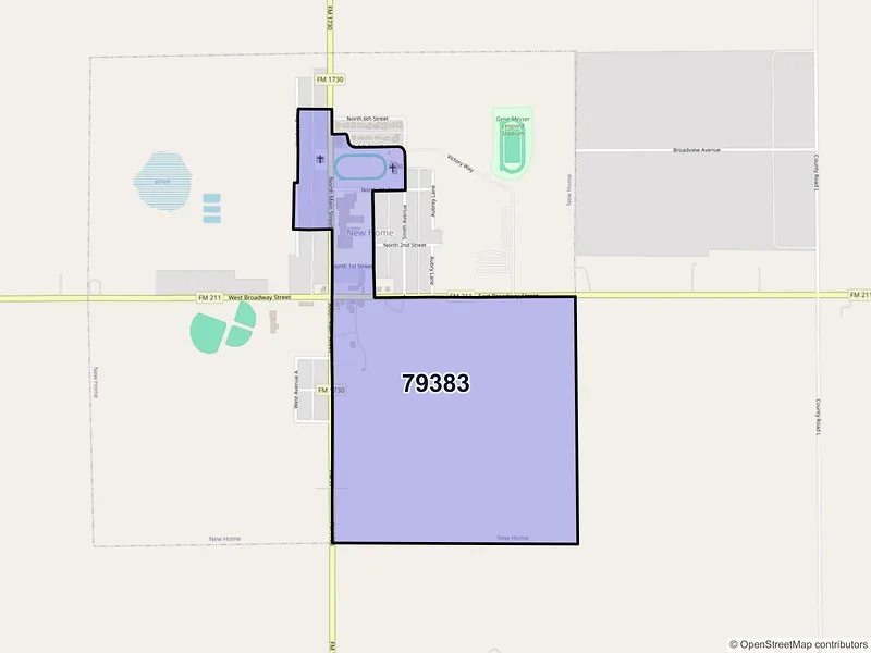 Map of New Home, Texas and ZIP codes