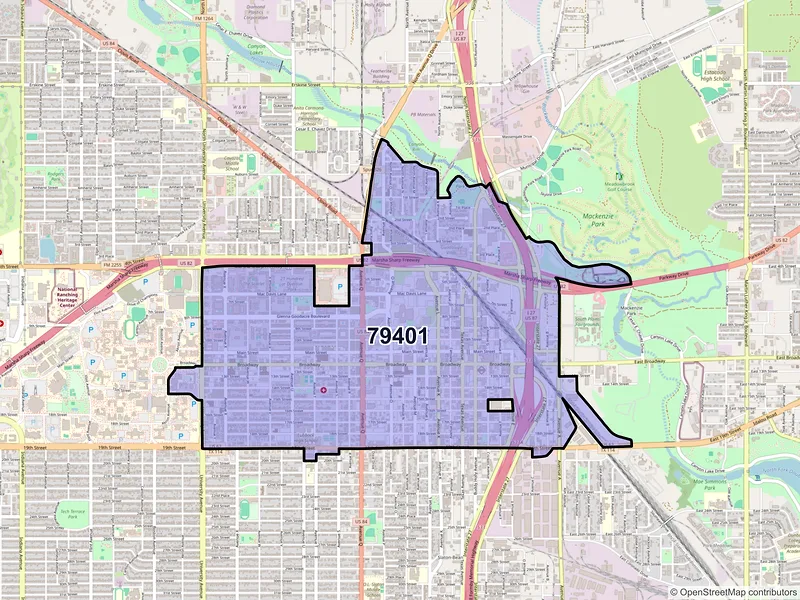 Map of ZIP Code 79401 — Lubbock, TX
