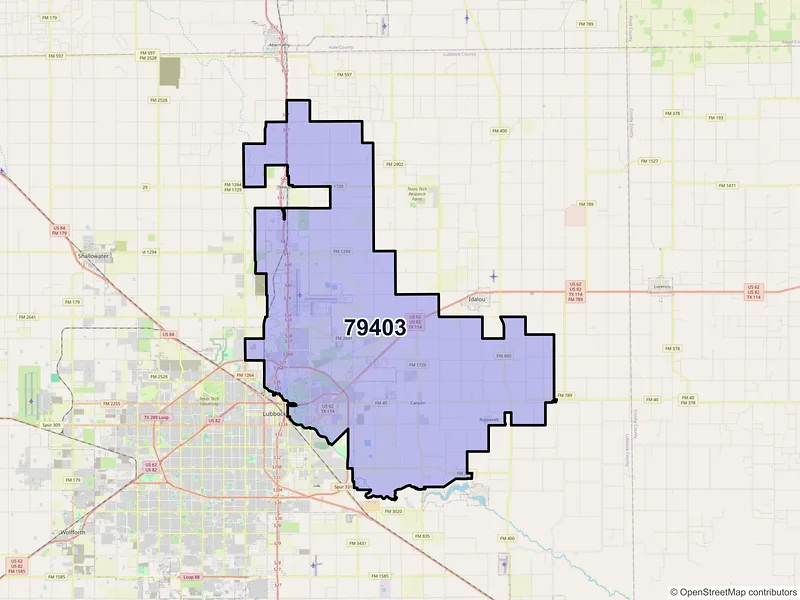 Map of ZIP Code 79403 — Lubbock, TX