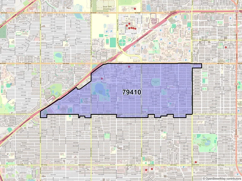 Map of ZIP Code 79410 — Lubbock, TX