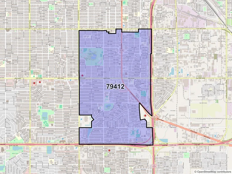 Map of ZIP Code 79412 — Lubbock, TX