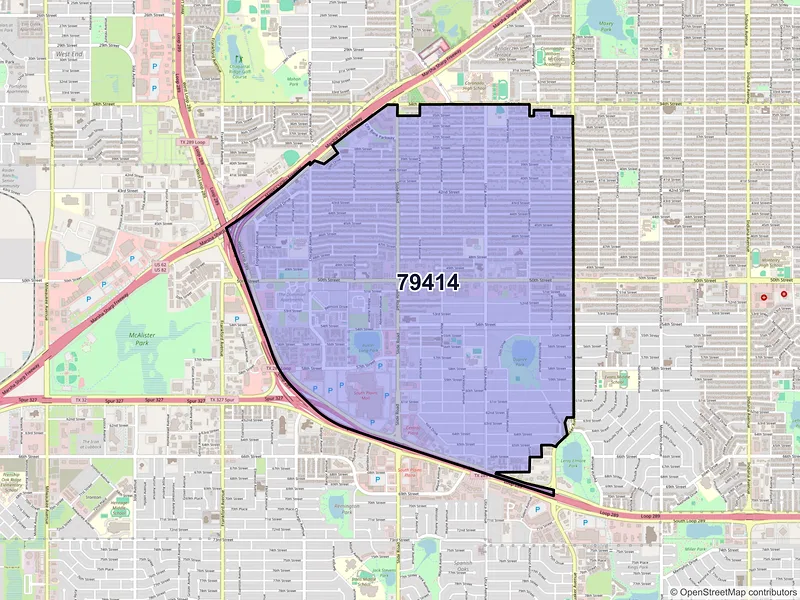 Map of ZIP Code 79414 — Lubbock, TX