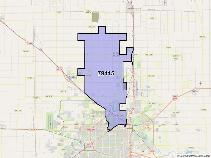 Map of ZIP Code 79415 — Lubbock, TX