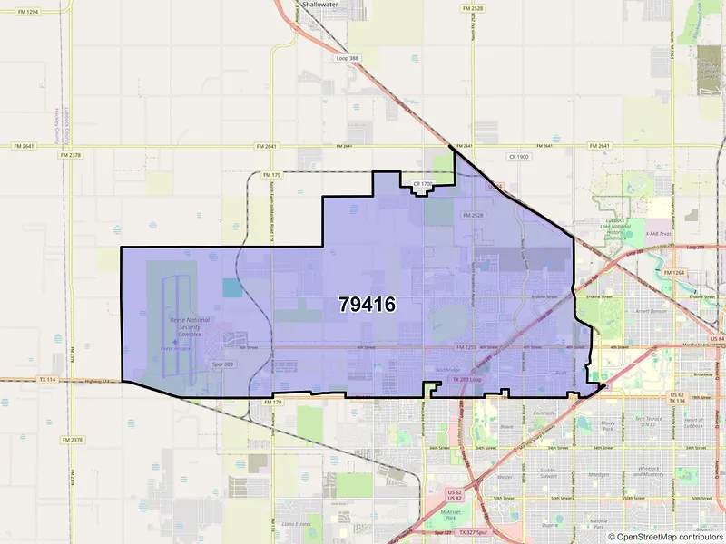Map of ZIP Code 79416 — Lubbock, TX