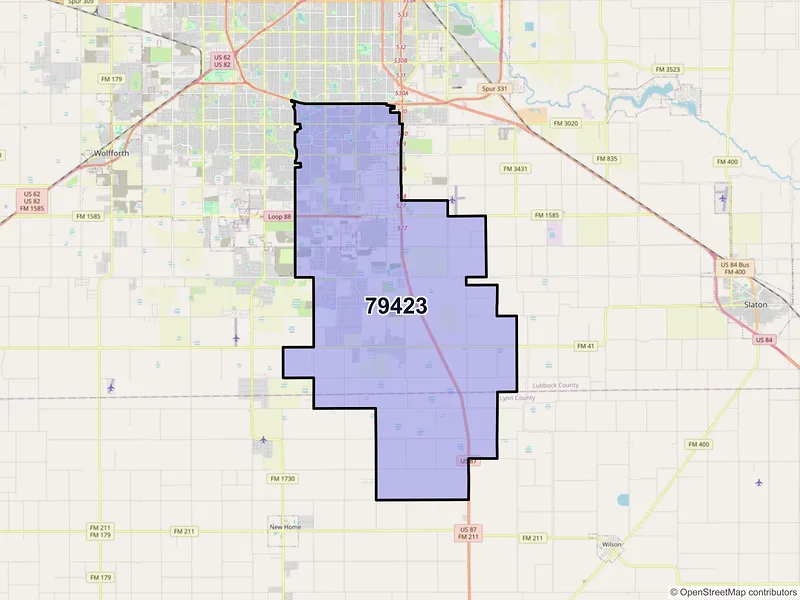 Map of ZIP Code 79423 — Lubbock, TX