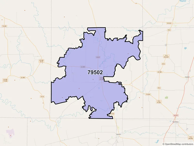 Map of ZIP Code 79502 — Aspermont, TX