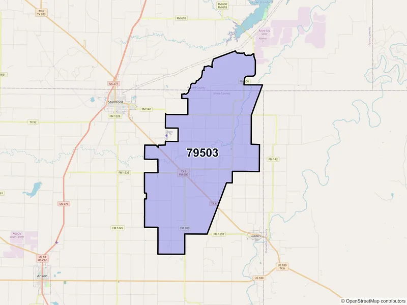 Map of Avoca, Texas and ZIP codes
