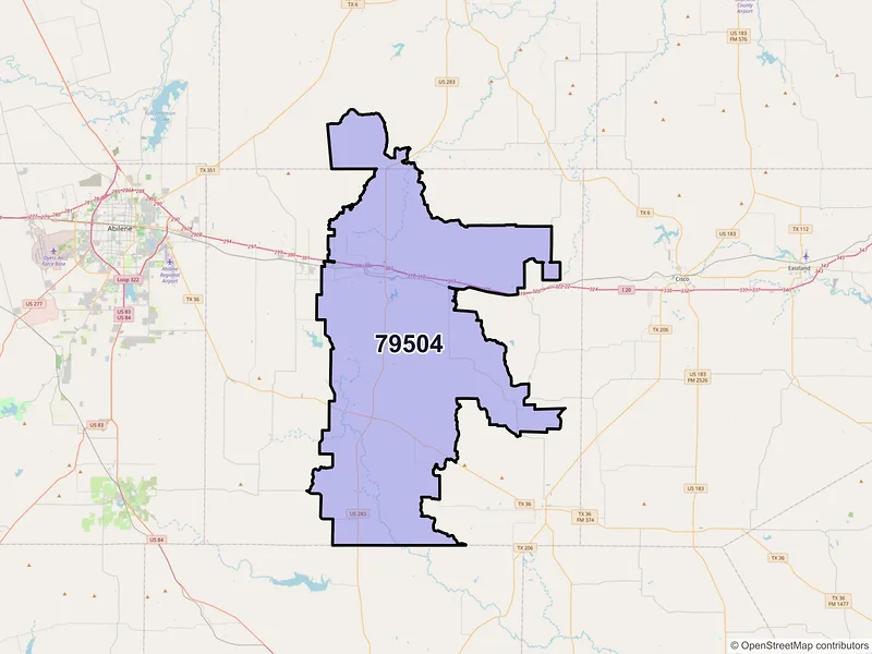 Map of ZIP Code 79504 — Baird, TX