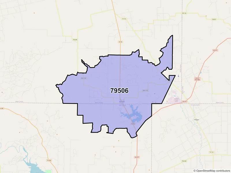 Map of ZIP Code 79506 — Blackwell, TX
