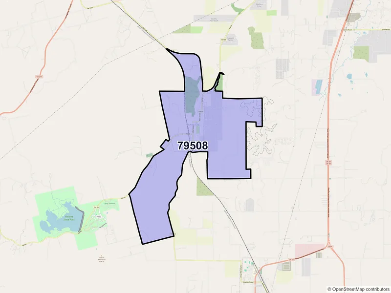 Map of ZIP Code 79508 — Buffalo Gap, TX