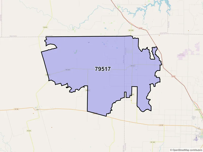 Map of ZIP Code 79517 — Fluvanna, TX