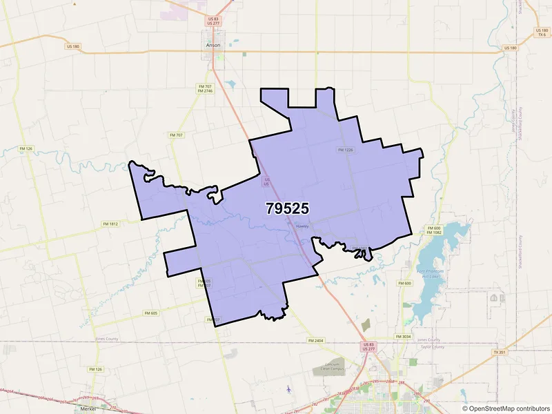 Map of ZIP Code 79525 — Hawley, TX