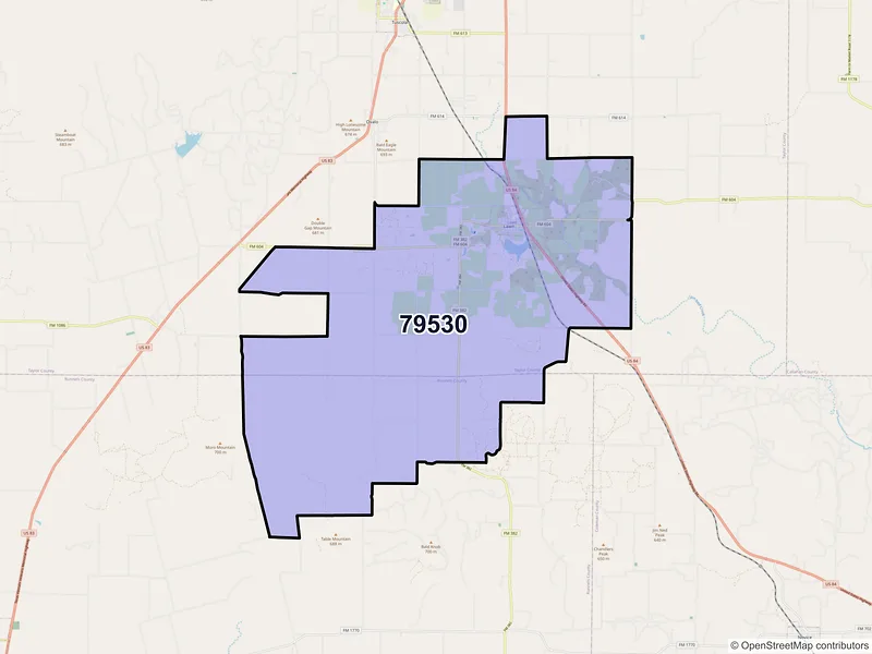 Map of ZIP Code 79530 — Lawn, TX