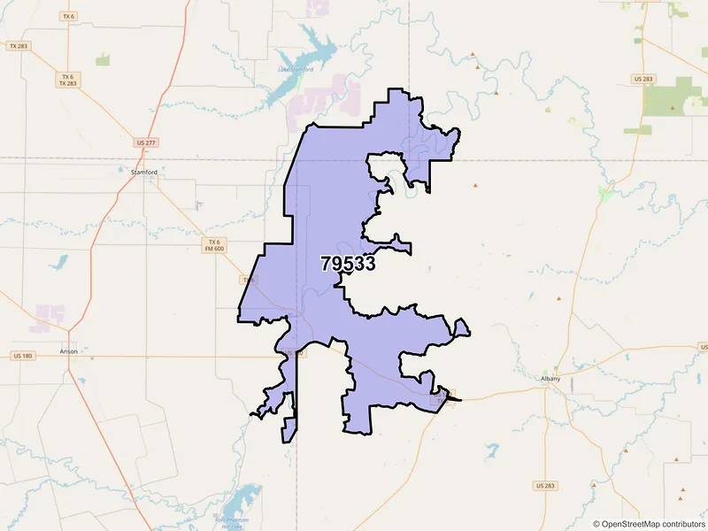 Map of ZIP Code 79533 — Lueders, TX