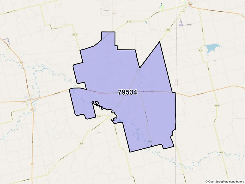 Map of ZIP Code 79534 — Mc Caulley, TX