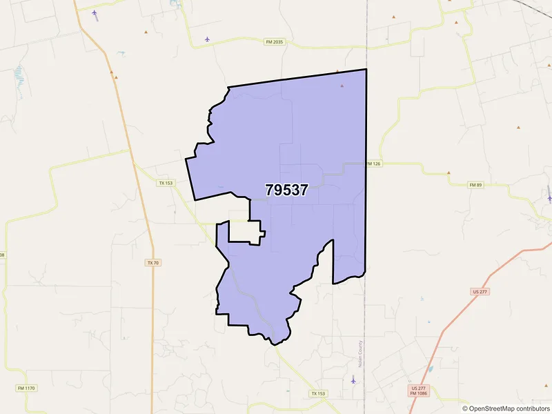 Map of ZIP Code 79537 — Nolan, TX