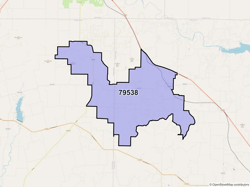 Map of ZIP Code 79538 — Novice, TX