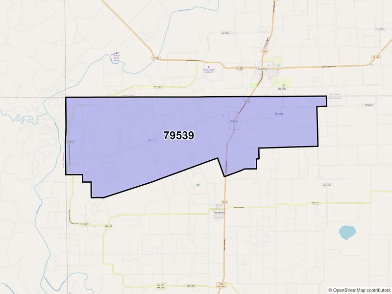 Map of ZIP Code 79539 — O Brien, TX