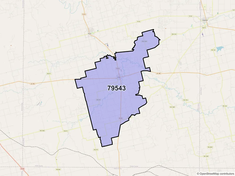 Map of ZIP Code 79543 — Roby, TX