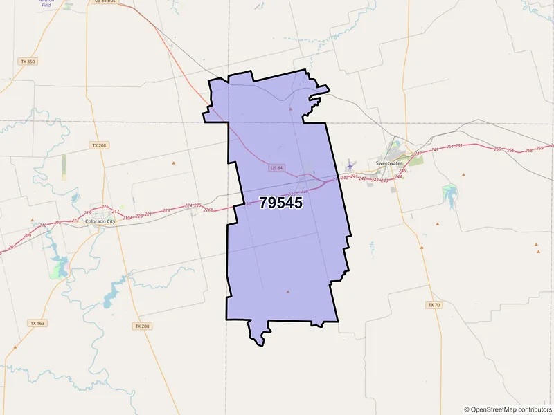 Map of ZIP Code 79545 — Roscoe, TX