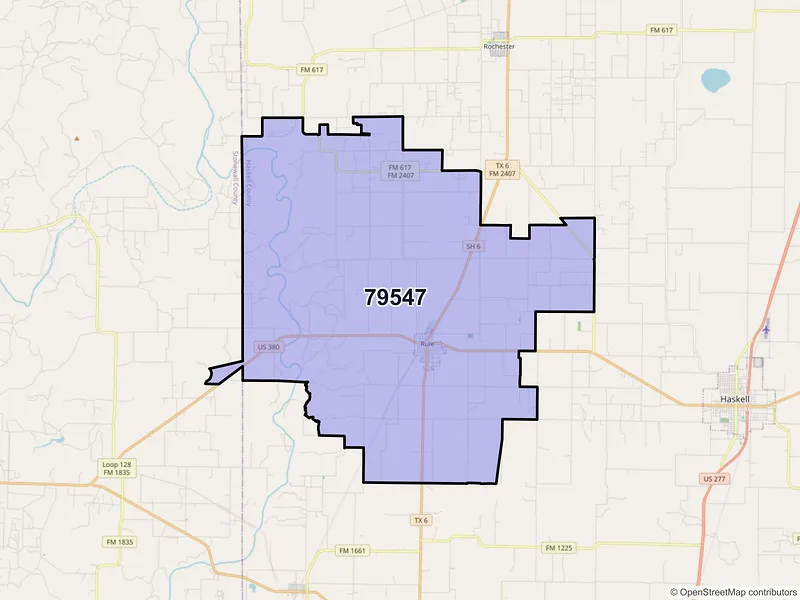 Map of ZIP Code 79547 — Rule, TX