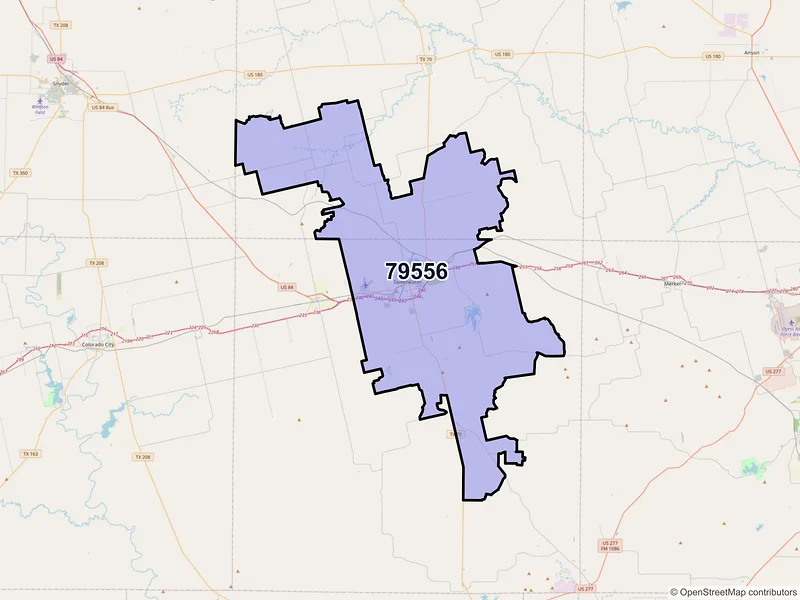 Map of Sweetwater, Texas and ZIP codes