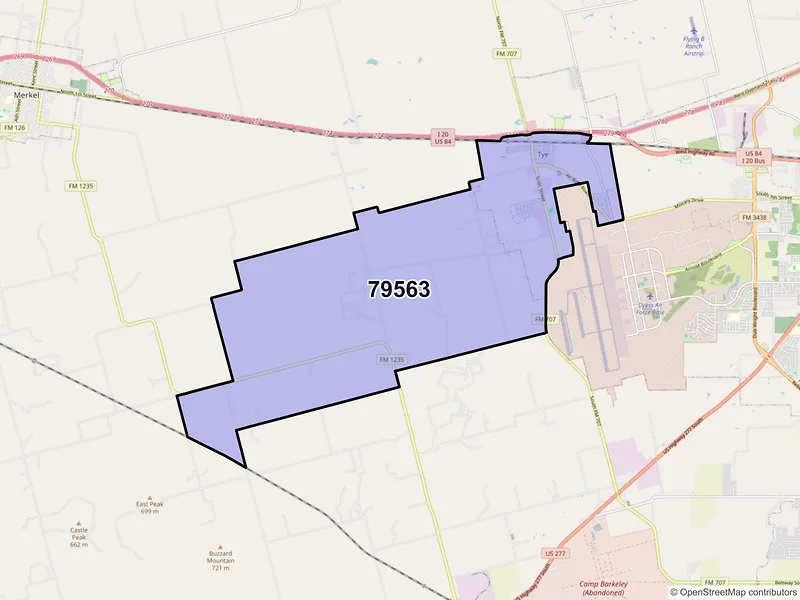 Map of ZIP Code 79563 — Tye, TX