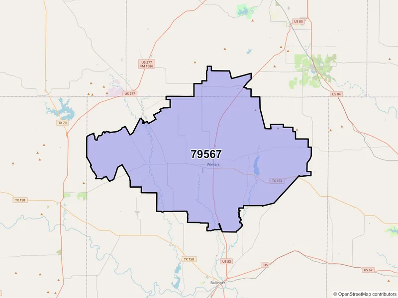 Map of ZIP Code 79567 — Winters, TX