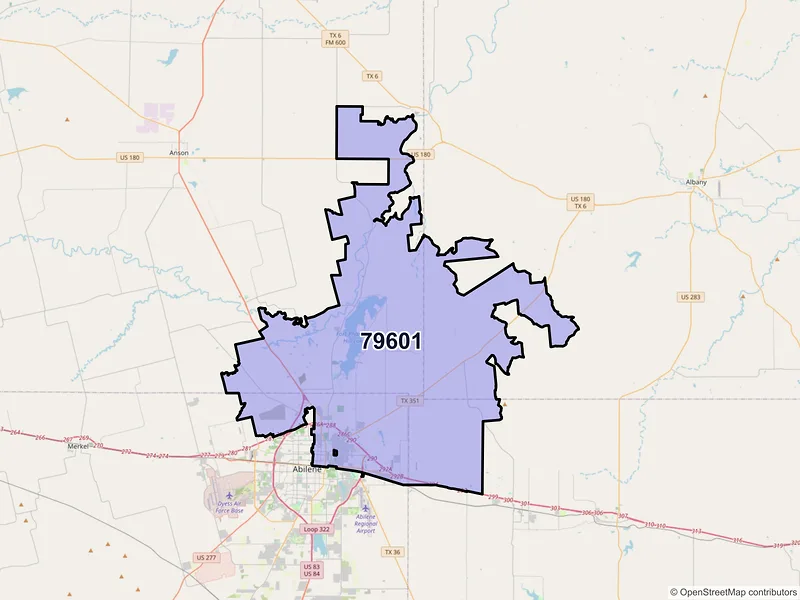 Map of ZIP Code 79601 — Abilene, TX