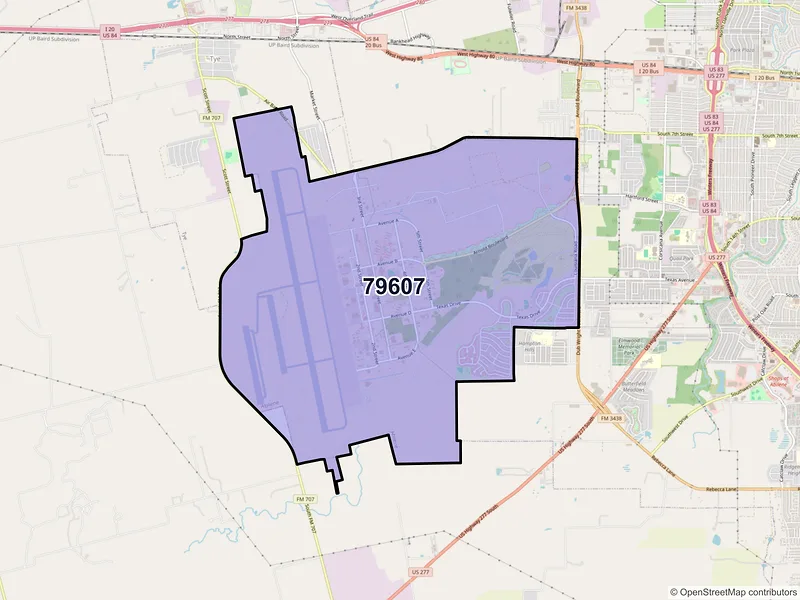 Map of ZIP Code 79607 — Dyess AFB, TX